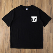 熊猫组pandaeast夏季个性印花假口袋重磅纯棉圆领短袖T恤男女