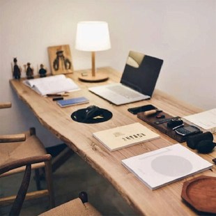 原木实木大板茶桌办公桌黑胡x桃木书桌白橡木(白橡木，)餐桌整块自然边巴花