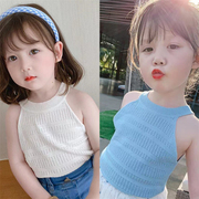 女童背心夏季2024韩版外穿吊带衫白色，宝宝2岁3洋气4儿童5薄款上衣