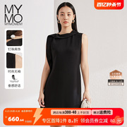 商场同款MYMO钉珠无袖连衣裙朗黛2023夏季通勤小黑裙141L