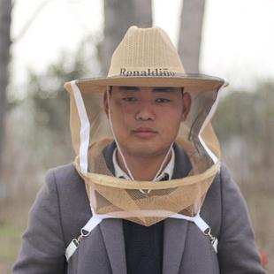 防蜂牛仔蜂帽养蜜蜂防护帽子透气加厚防峰帽子带面网养蜂防罩