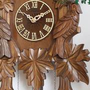 圣时嘉9107经典叶鸟实木手工雕刻咕咕钟欧式(钟欧式)中式客厅壁挂钟鸟报时