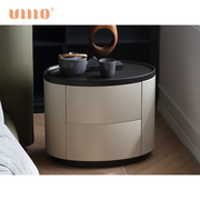 ULLLO 现代简约床边收纳柜极简椭圆形床头柜钢琴烤漆储物边柜