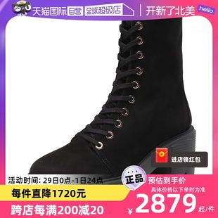 自营SW 女士绒面革系带厚底高跟靴子短靴马丁靴 SOHO BOOTIE