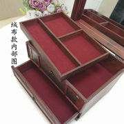 中式仿古带锁木制首饰盒，复古木质饰品收纳盒古典多层带镜子化妆盒