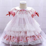 欧美蕾丝女童公主裙儿童礼服，蛋糕蓬蓬连衣裙走秀服表演服花童裙