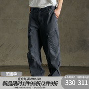 WHIMNOTION 24SS日系水洗做旧多口袋工装裤男宽松直筒休闲长裤