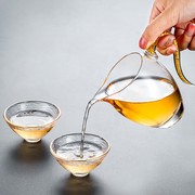 高档水晶金箔玻璃公道杯茶漏一体套装功夫茶道杯耐热分茶器过滤茶