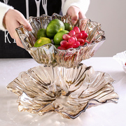 欧式水晶玻璃果盘现代客厅家用水果盘，创意茶几大号轻奢干果零食盘