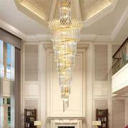 别墅楼梯水晶灯金色客厅，灯具大气创意吊灯餐厅灯，过道大堂酒店灯饰