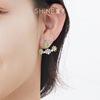 SHINE萱子饰品花漾缤纷系列甜美绿色花朵耳钉原创设计感耳环