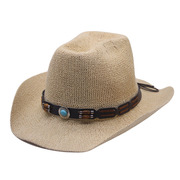 大檐镂空透气爵士草帽男女夏季藏族旅游遮阳沙滩帽礼帽西部牛仔帽
