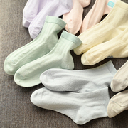 儿童纯棉网眼袜子男童，女童纯色弹力中筒袜，宝宝袜中大童薄款
