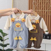 宝宝背带裤秋装套装0-1一3岁儿童装2男小童6个月婴儿衣服春秋韩版