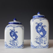 景德镇陶瓷手绘青花瓷花瓶插花现代中式家居客厅装饰品储物罐