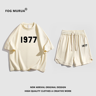 FOG MURUA复线第七季主线情侣1977潮牌重磅短袖T恤套装男女款