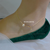 高级韩国流行流行14k黄金脚链，女简单椭圆链圆形裸链脚链女饰品
