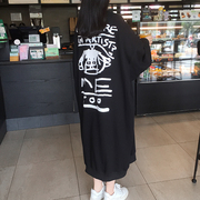 2023秋季韩国东大门大码女装卡通宽松蝙蝠袖长款套头卫衣裙连衣裙