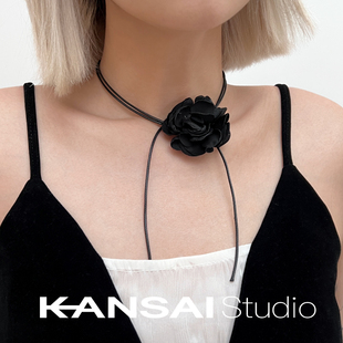 KANSAI超仙暗黑玫瑰项链女choker气质颈带复古轻奢小众高级感颈链