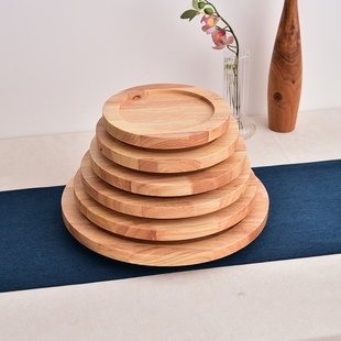 餐厅橡木隔热锅盘垫底座，中式实木餐桌垫铁板，圆形砂锅木托盘防烫垫