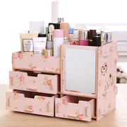 57木质化妆品收纳盒桌面整理箱DIY创意化妆盒