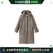 欧洲直邮woolrich23年女士浅灰褐色，纯初剪羊毛大衣