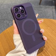 磁吸充电透气散热壳适用苹果14promax手机，壳iphone13潮牌金属镜头，12防摔网格保护套11超薄硬壳高级感男女