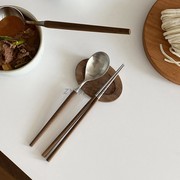韩国进口polaathome枫木手筷子勺子ins不锈钢餐具套装两件套