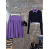 学院风富家千金套装，裙小香风针织衫紫色半身裙，两件套女装2023秋款