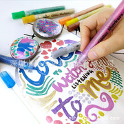 小学生diy绘画笔彩色闪光笔水性马克笔套装记号标记笔12色油性笔