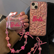 日韩ins风创意个性锡纸纹粉色芭比barbie适用苹果14链条手机，壳iphone13promax全包12防摔11双面覆膜保护套15