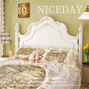 美式实木床现代简约白色法式奶油风公主，卧室双人床1m81.5复古轻奢