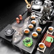 天然乌金石茶盘茶具套装陶瓷紫砂，家用办公简约式小号茶台茶海玻璃