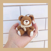 毛线编织小熊玩偶挂件diy手工钥匙扣自制材料包钩针教学可爱的熊