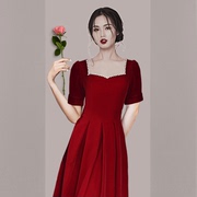 敬酒礼服裙轻奢小众高端2024红色新娘，结婚订婚年会平时可穿女