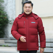 高端男士红色本命年中老年羽绒服，23冬季加厚中年枣红冬装保暖外套
