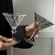 复古欧式钻石高脚玻璃杯浮雕香槟杯洋酒杯红酒杯子高颜值甜酒杯
