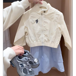 韩国童装女童外套春秋款2024洋气女宝宝刺绣时尚儿童韩版夹克
