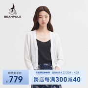 BEANPOLE滨波 女士春季休闲老钱风上衣薄亚麻混纺开襟毛衫