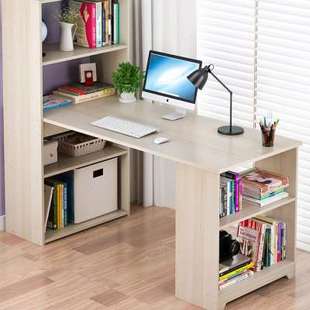 带书架的书桌家用写字台书柜组合飘窗书桌书柜台式电脑书桌一