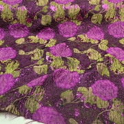 半米价/紫绿色织立体浮雕织金提花时装布料春秋款风衣外套面料