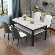 钢化玻璃餐桌家用小户型，现代简约餐桌椅组合双层长方形吃饭桌子
