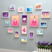 17框心形照片墙客厅创意浪漫组合相框墙结婚房卧室挂墙相片墙