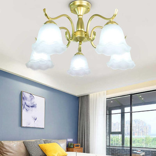 吊灯客厅灯美式简约卧室，温馨简欧式创意，餐厅家用吸顶金色21年