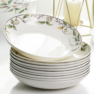 2022盘子菜盘家用套装陶瓷，碟子78英寸唐山骨瓷餐具餐盘深盘