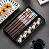 onlycook日式筷子筷架套装家用可机洗木筷，尖头防滑实木餐具礼盒