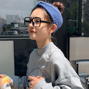 毛线发带女韩国日常外戴针织头饰，宽边镂空外出网红洗脸发箍防滑束