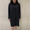 yun韫2023秋季女装，翻领阔型单排扣九分袖连衣裙长外套女2992