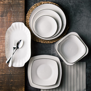 盘子菜盘家用创意北欧餐具日式白陶瓷网红高级感菜碟牛排西餐碟子