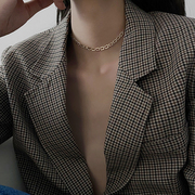 欧美简约金属项链女ins小众，设计感短款锁骨链子气质choker脖颈链